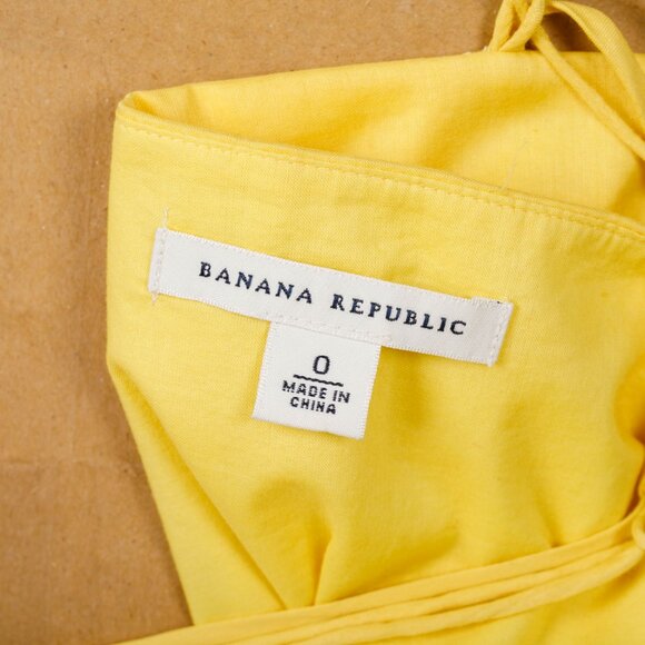 Banana Republic Butter Yellow 100% Cotton Rough Hem Dress Size 0 - Picture 5 of 5